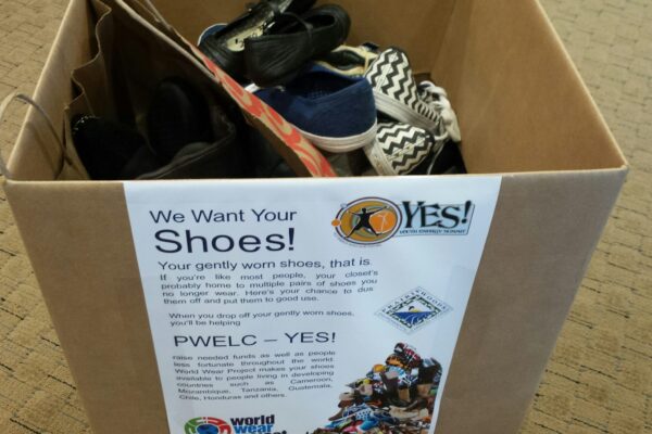 shoes collected in a box