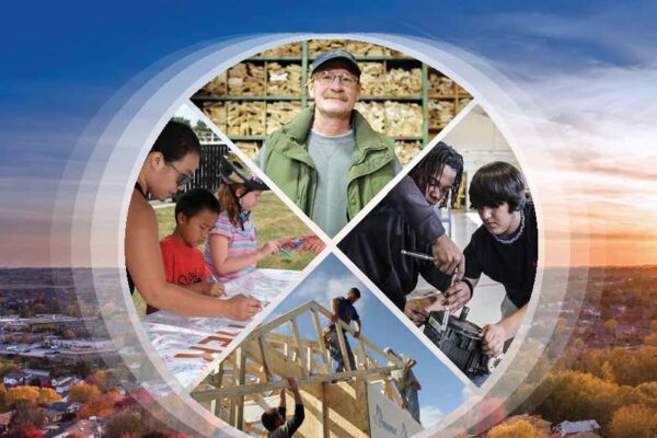 Cover image for the Rural Development Hubs Report shows a pie graphic with four wedges, each featuring a different photo