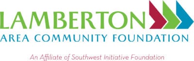 Logo for Lamberton Area Community Foundation in green, blue and maroon