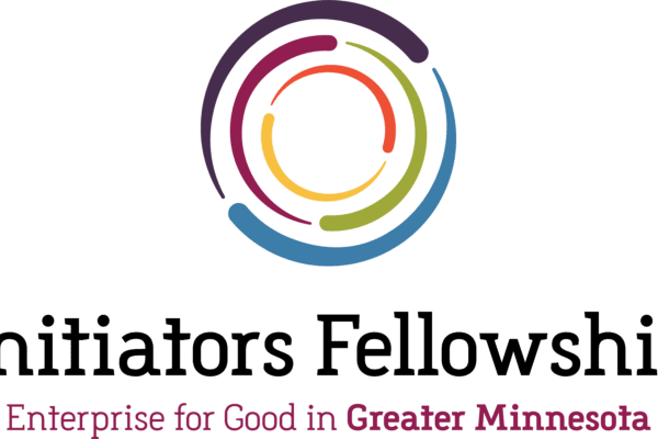 Logo showing concentric multi-color swirls with the words, "Initiators Fellowship: Enterprise for Good in Greater Minnesota"