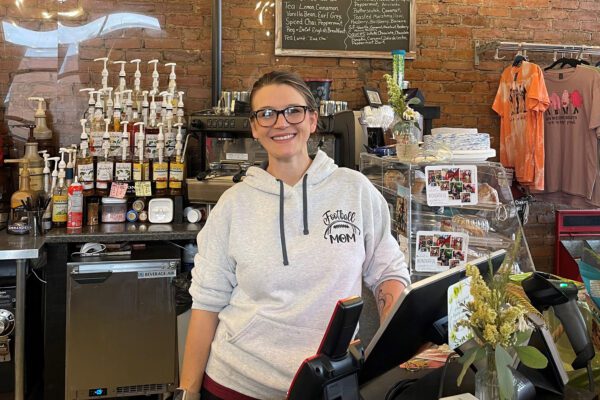 Cassie stands behind the counter at The Coffee Corner in Hendricks.