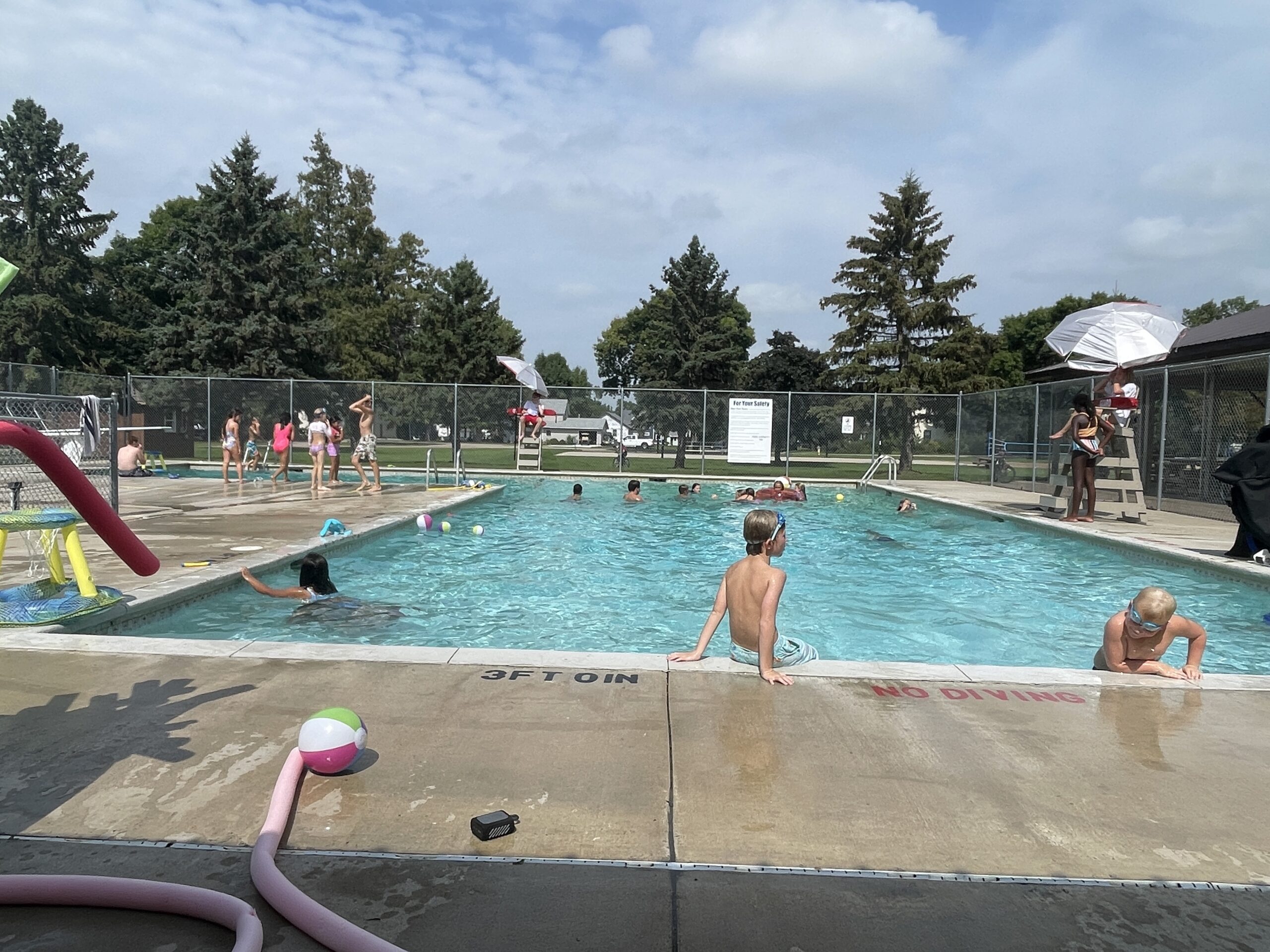 Families enjoyed community pool night, one of three activities during the summer hosted by Conexiones and KMS Community Education.