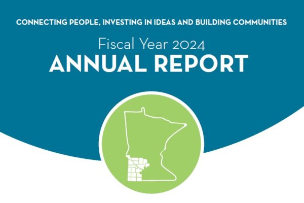 Fiscal Year 2024 Annual Report with green and white graphic outlining southwest Minnesota's counties and Native nations.