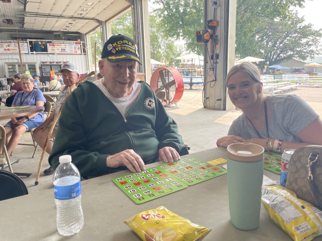 A local veteran plays bingo at the Chippewa County Fair Veterans Day.