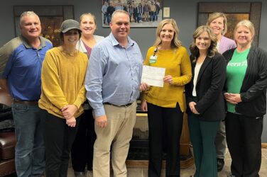 A group of board members and staff pose with the Tyler ARea Community Foundation grant award for Avera Tyler.